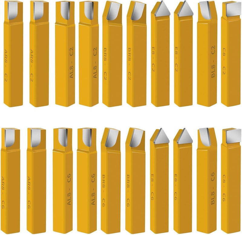 SENDUO Store 20 pc 3/8"Carbide Tip Tipped Cutter Tool,Metal Lathe Cutting Tools for Metal Lathe Turning, Boring, and Chamfering - Image 1